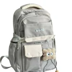 Mochila Gris Woo de Lona Resistente con Accesorio Peluche