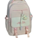 Mochila Rosada Impermeable Porta Laptop con Bolsillo Frontal