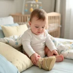Zapatilla de bebé primeros pasos beige de velcro - Modelo 010