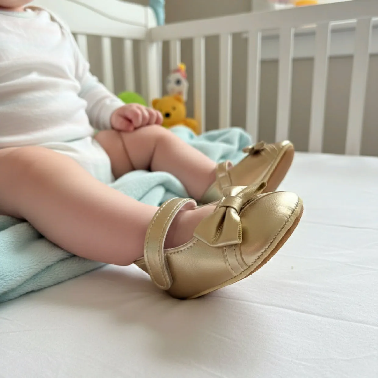 bebesSP-_Page18_Image1.webp Zapatilla de bebé primeros pasos dorado con moño - Modelo 018 - Imagen 1