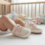 Zapatilla de bebé primeros pasos rosado con perforaciones - Modelo 033