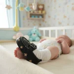 Zapatilla de bebé primeros pasos negro con estrellas - Modelo 036